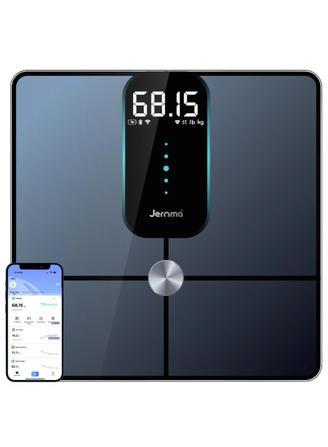 Jeroma Core+ Smart Body Scale, Digital Bathroom Scale for Body Weight and Fat, Bluetooth Scale with App, BMI Analyzer & 23 Health Metrics, 180kg Capacity Smart Body Composition Scale - Image 1